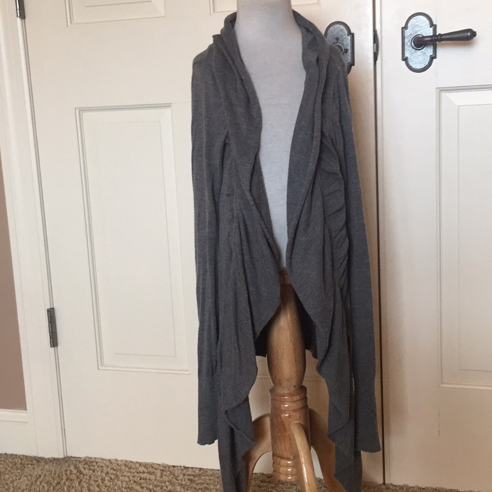 Grey ladies open ruffled sweater